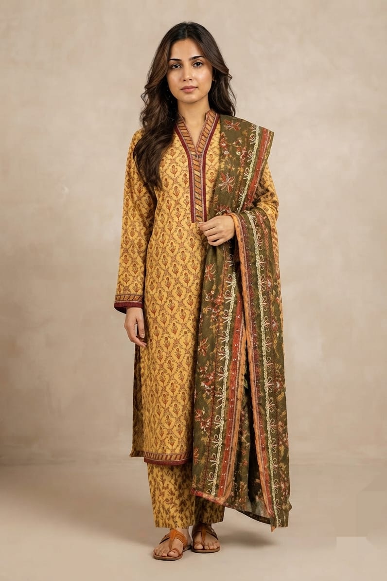 Beech Tree Unstitched Printed Khaddar 3pc
