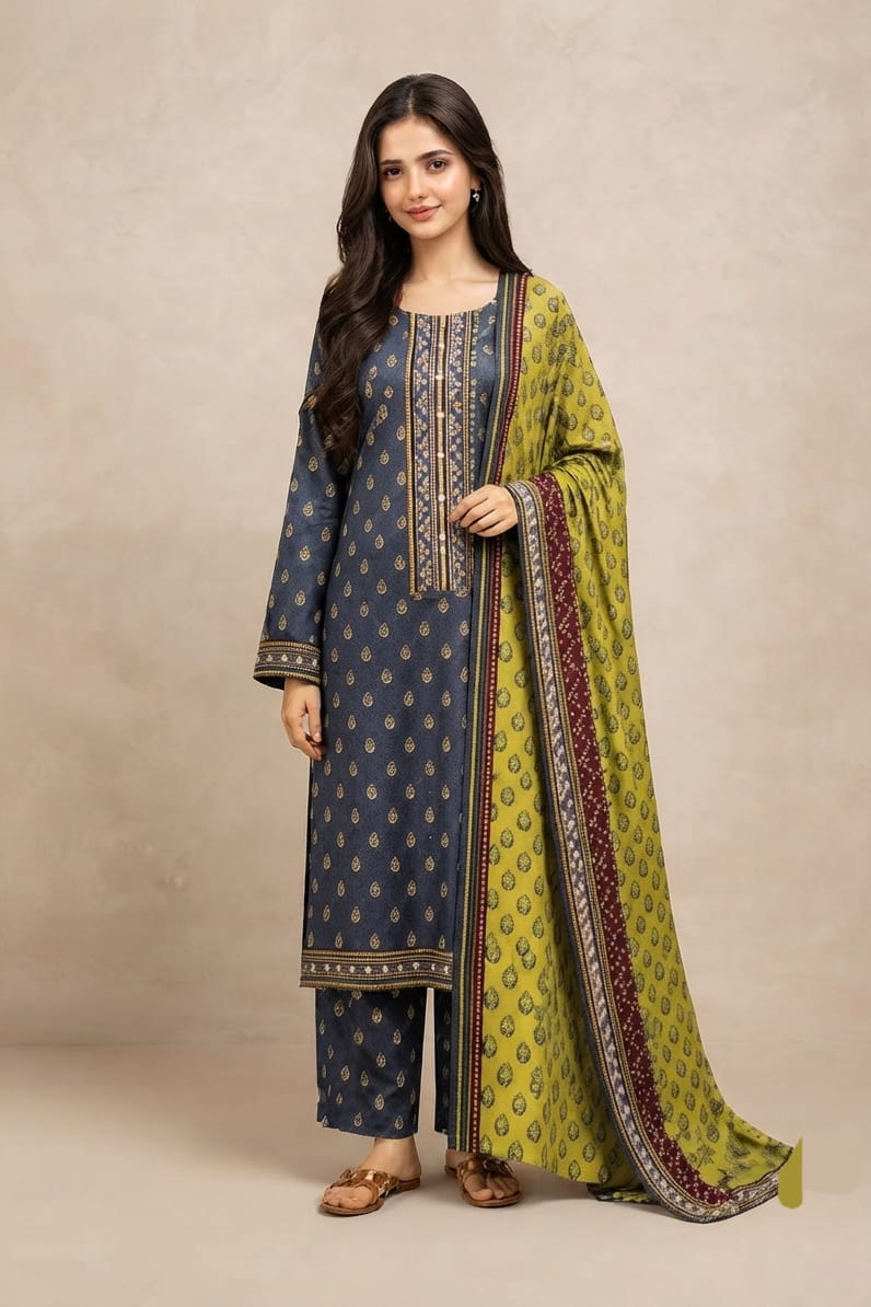 Beech Tree Unstitched Printed Khaddar 3pc