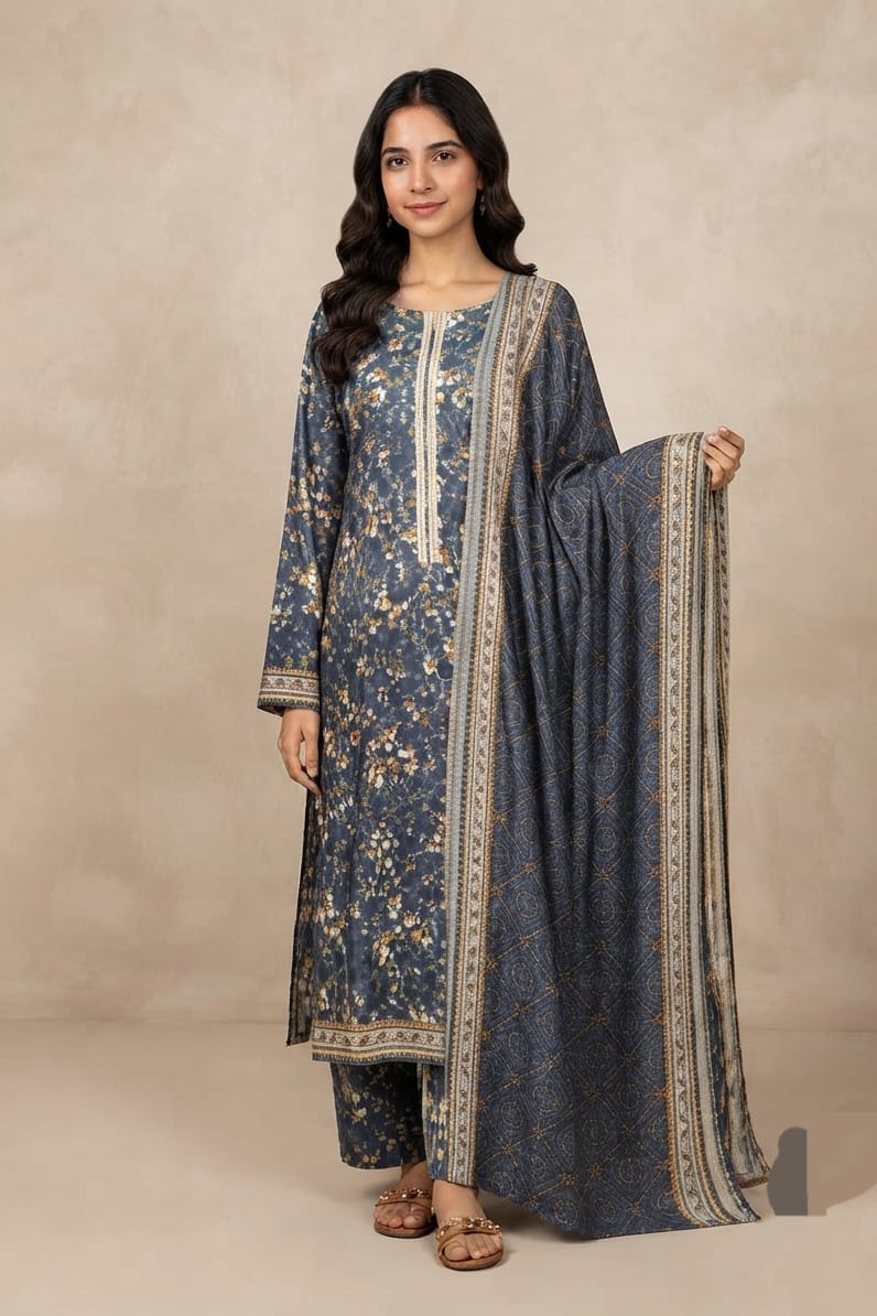 Beech Tree Unstitched Printed Khaddar 3pc