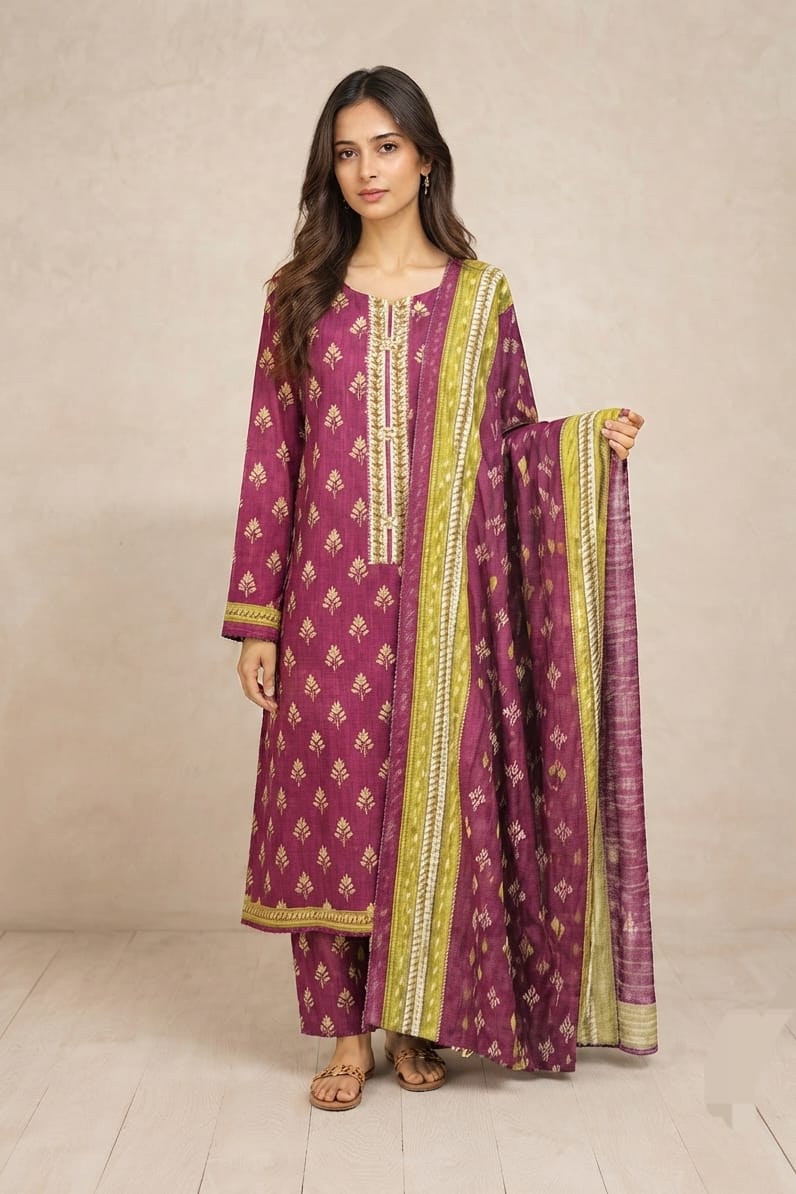 Beech Tree Unstitched Printed Khaddar 3pc