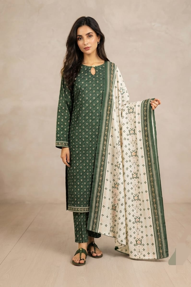 Beech Tree Unstitched Printed Khaddar 3pc