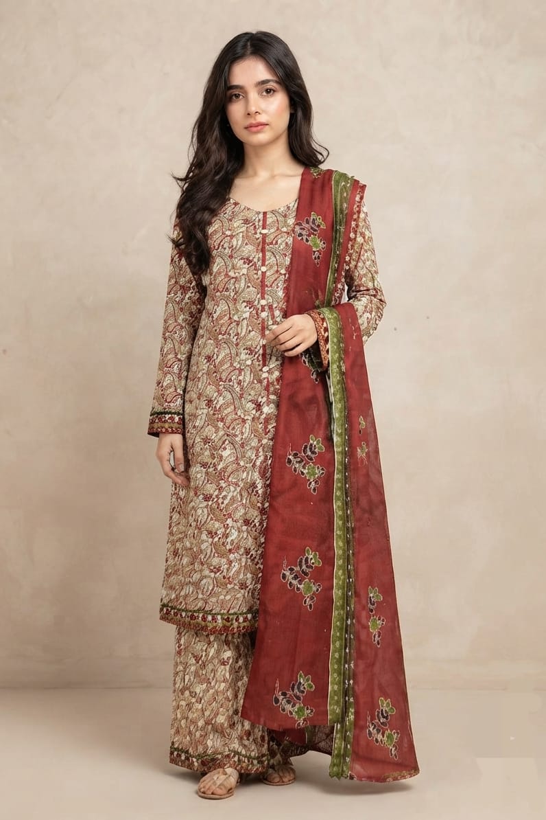 Beech Tree Unstitched Printed Khaddar 3pc