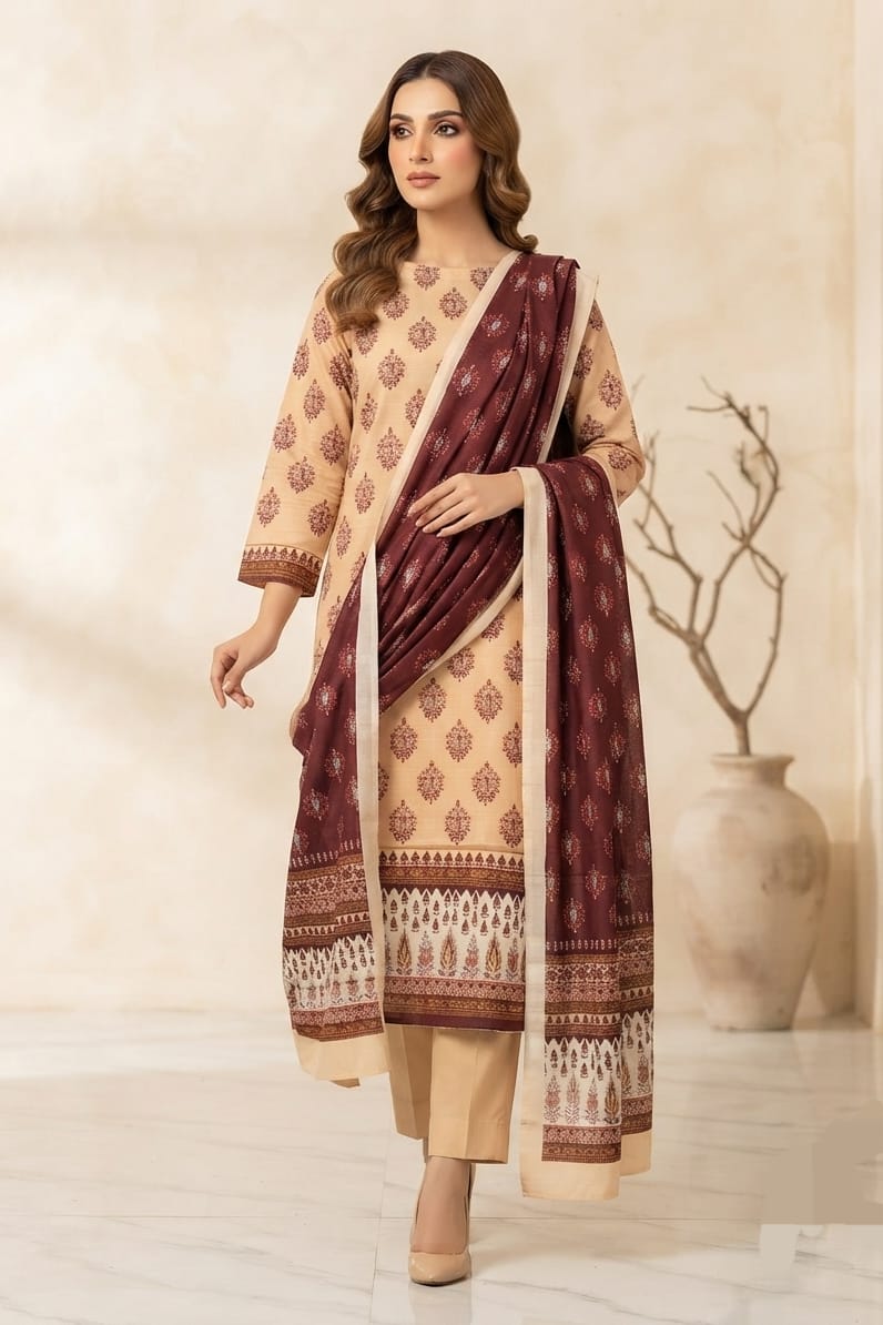 Saya Unstitched Printed Khaddar 3pc