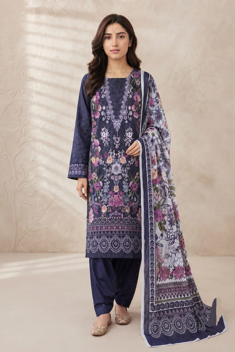 Khaadi Unstitched Printed Viscose 3pc