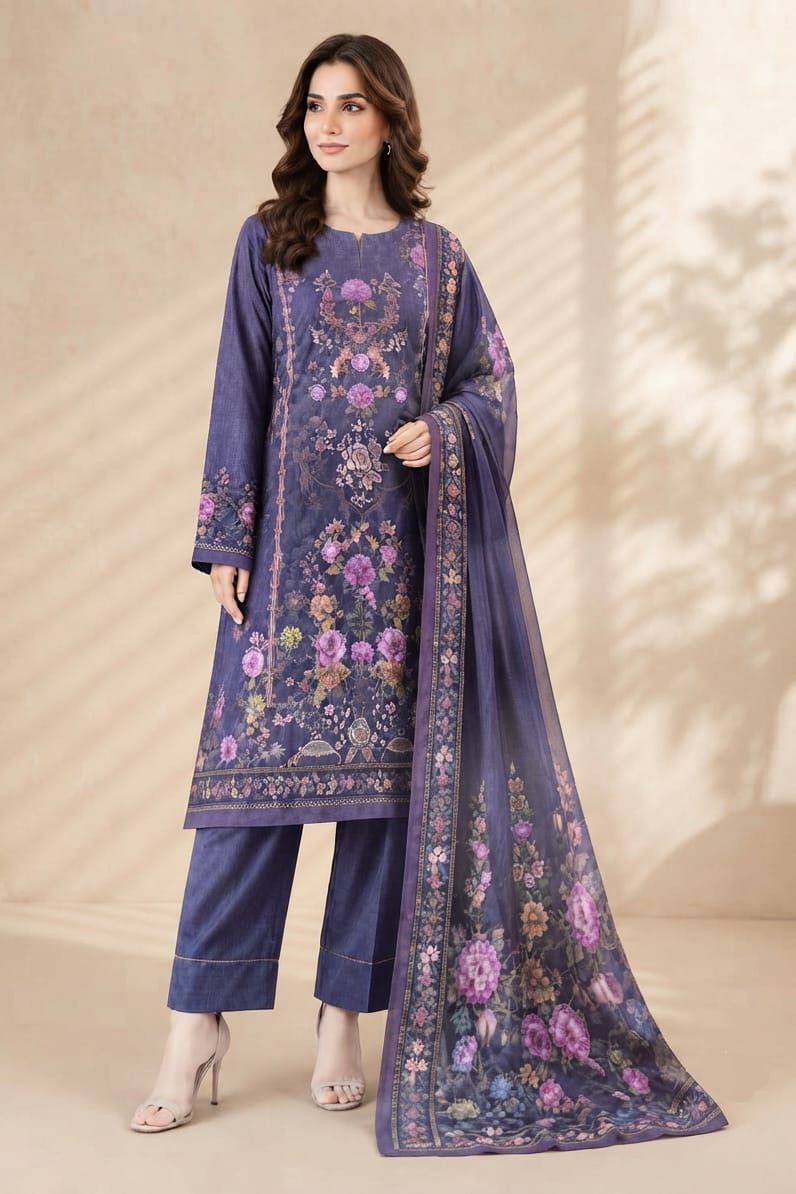 Khaadi Unstitched Printed Khaddar 3pc