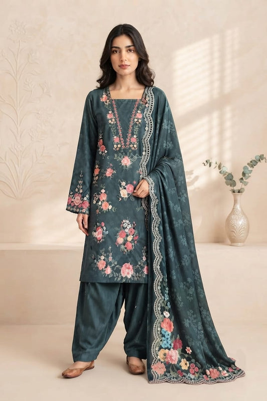 Khaadi Unstitched Printed Khaddar 3pc