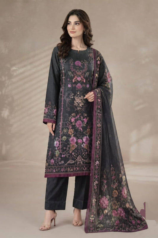 Khaadi Unstitched Printed Khaddar 3pc