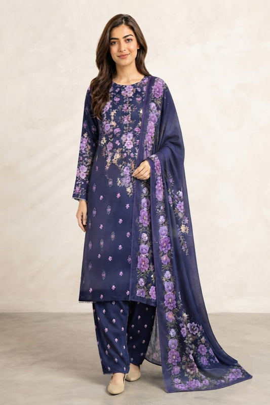 Khaadi Unstitched Printed Khaddar 3pc