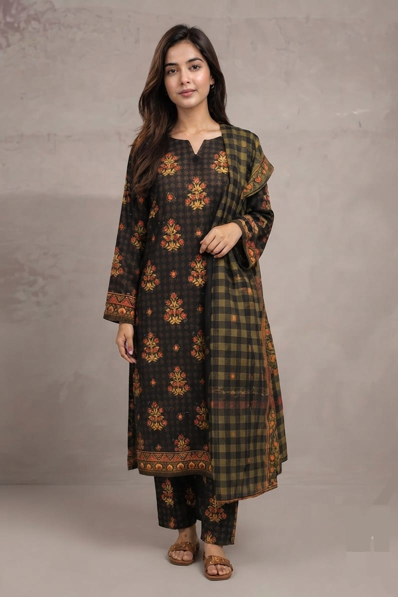 Beech Tree Unstitched Printed Khaddar 3pc