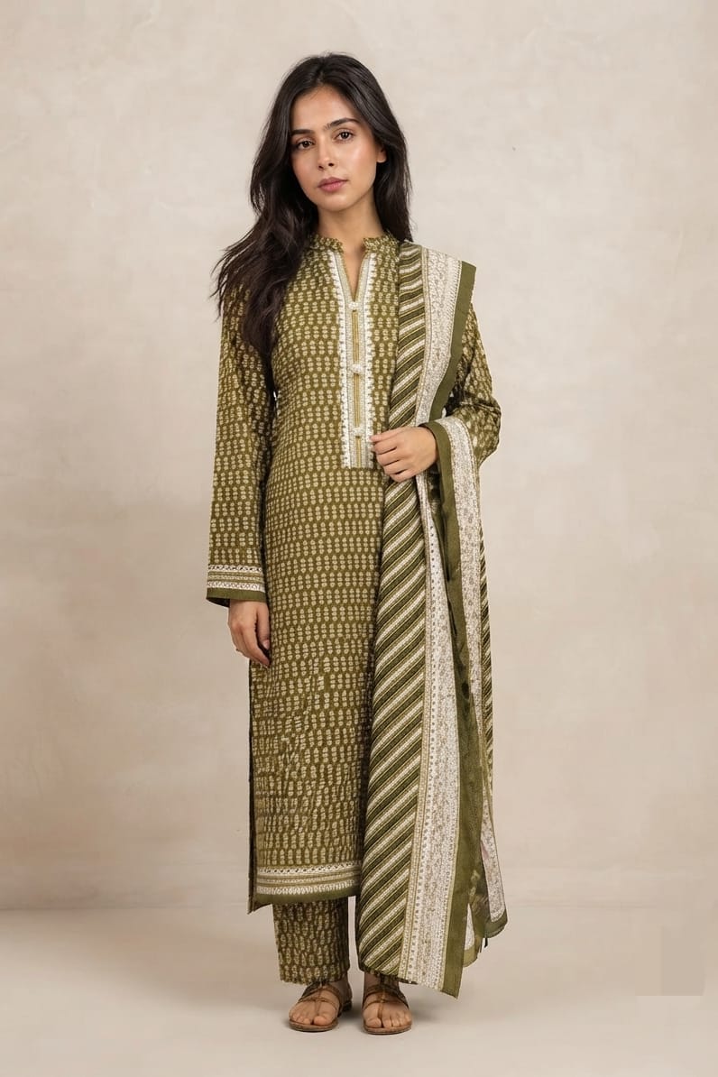Beech Tree Unstitched Printed Khaddar 3pc