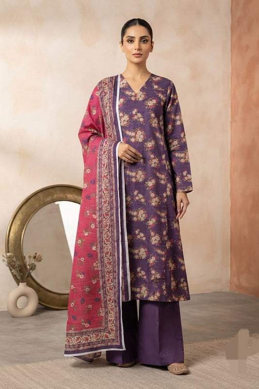 Mix Brand Unstitched Printed Khaddar 3pc