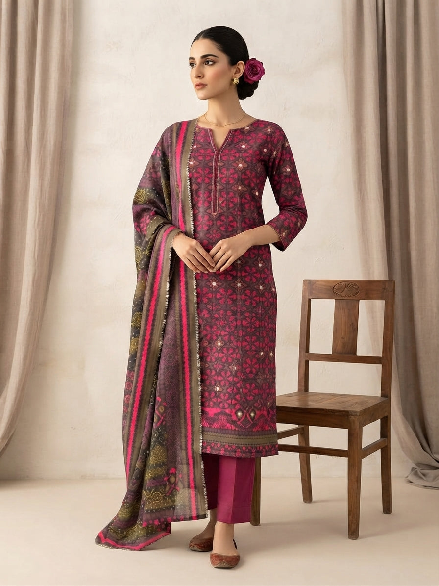 Sapphire Unstitched Printed Khaddar 3pc