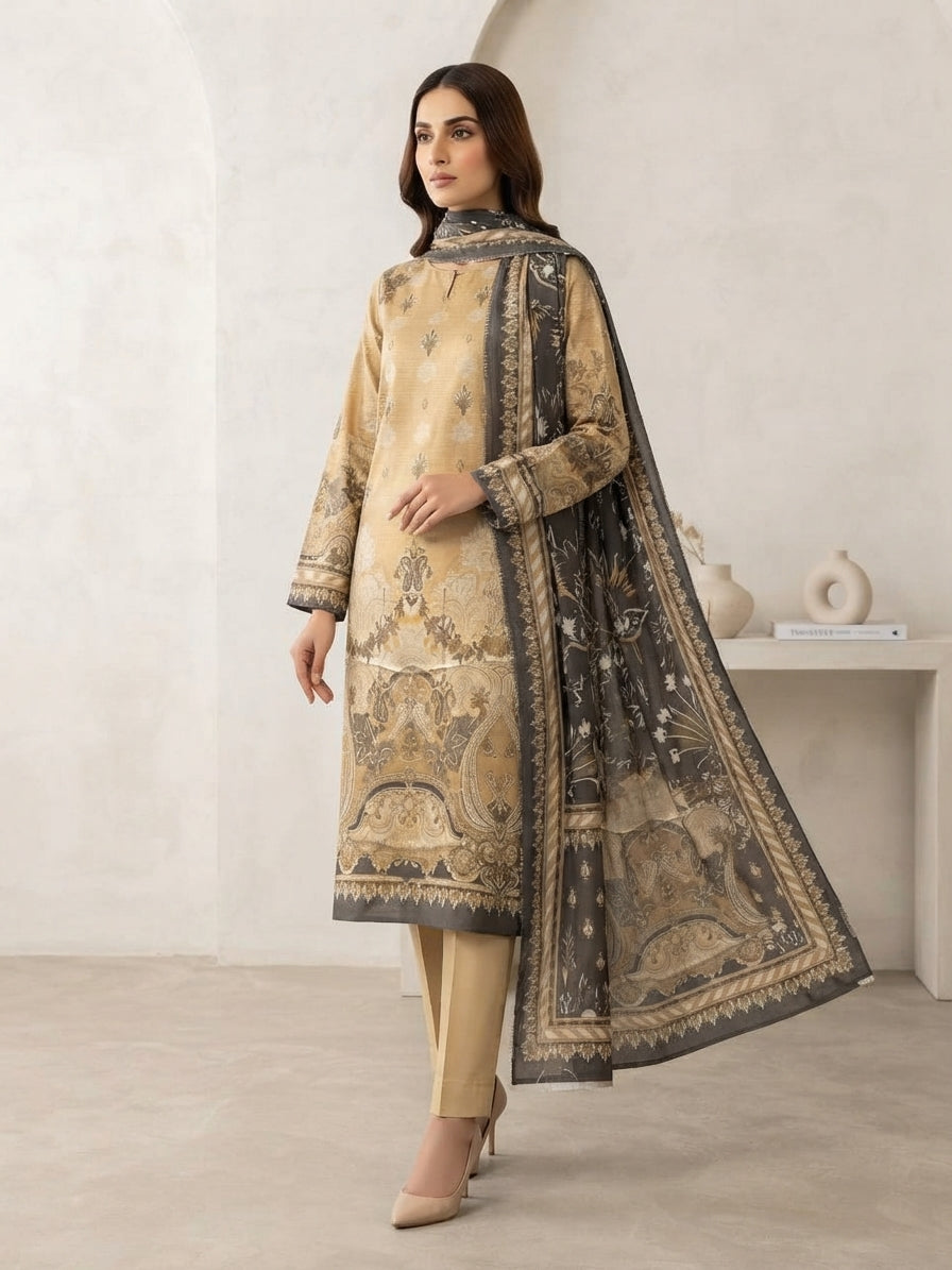 Sapphire Unstitched Printed Khaddar 3pc