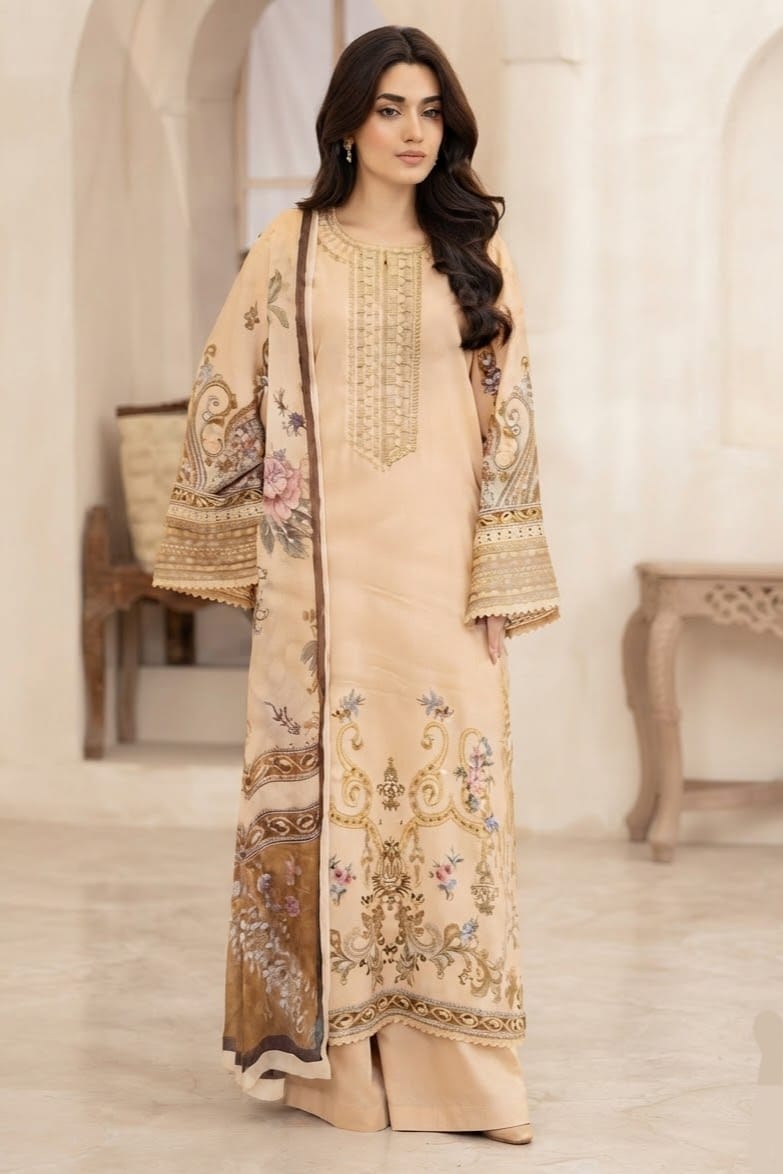 Johra Shirsa Unstitched Embroidered Printed 3pc
