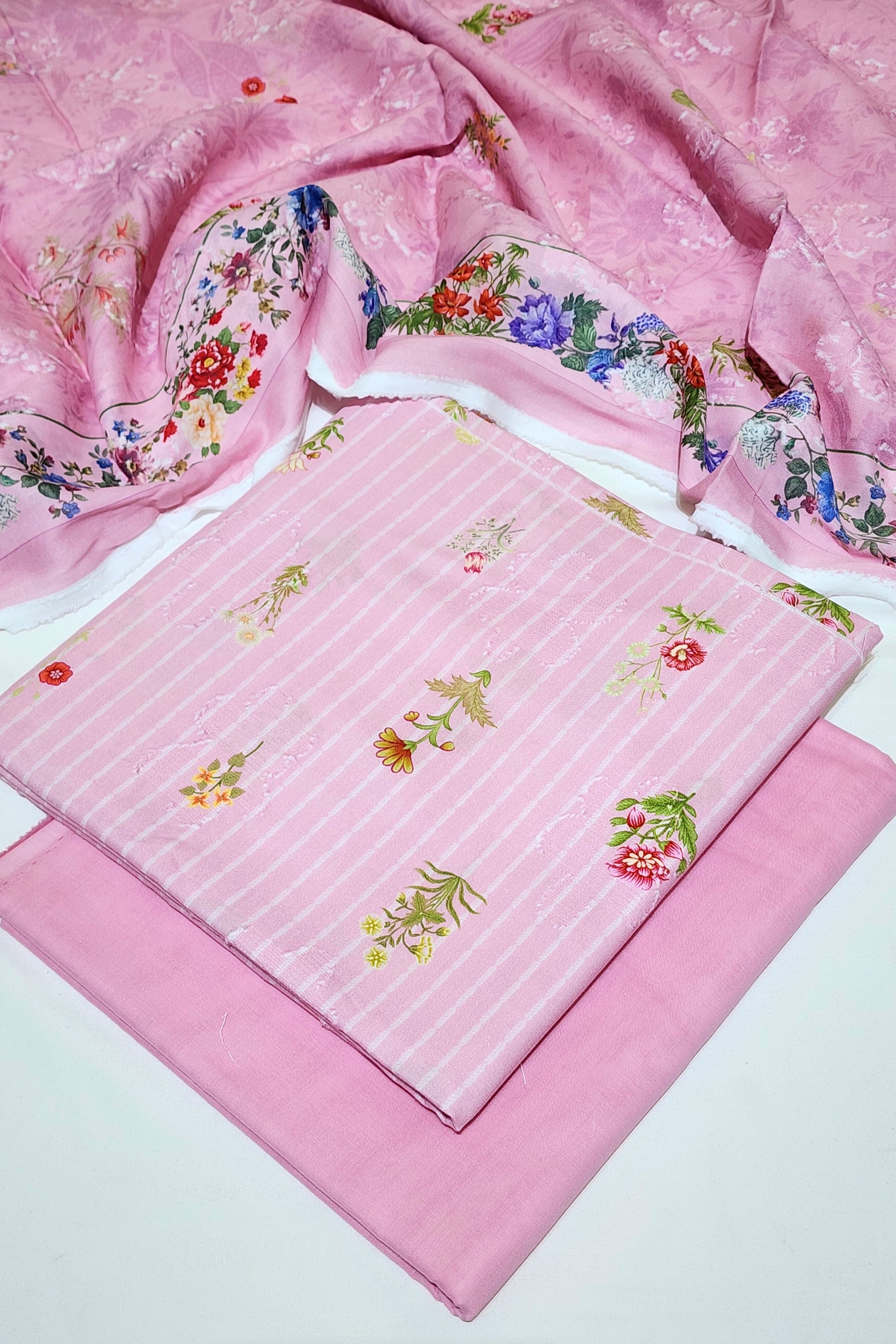 Zeen Unstitched Printed Self Jacquard 3pc