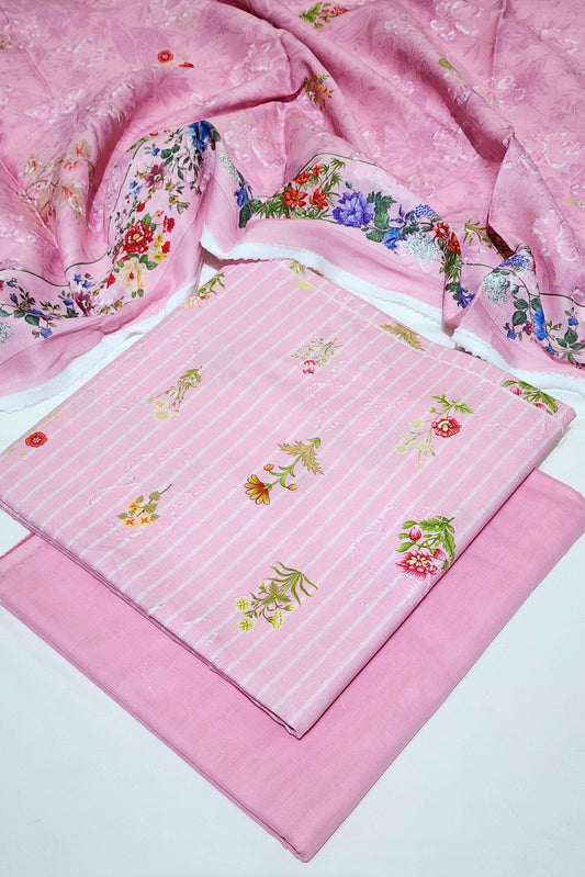 Zeen Unstitched Printed Self Jacquard 3pc