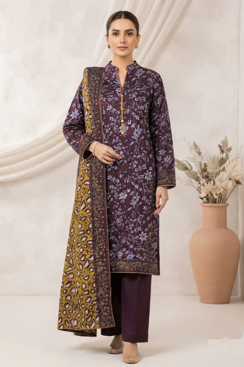 Zesh Unstitched Printed Air Jet Khaddar 3pc