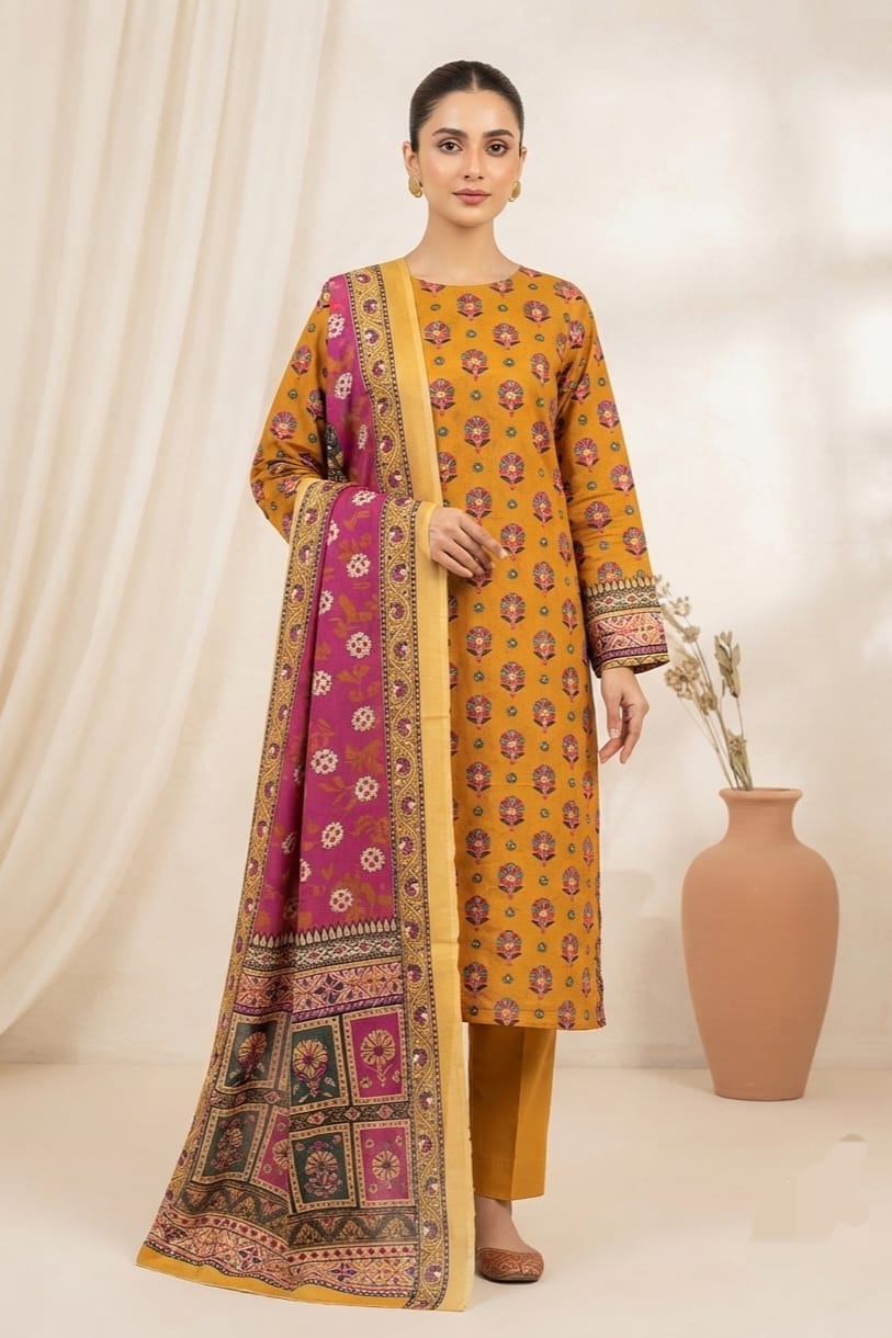 Asim Jofa Unstitched Printed Khaddar 3pc