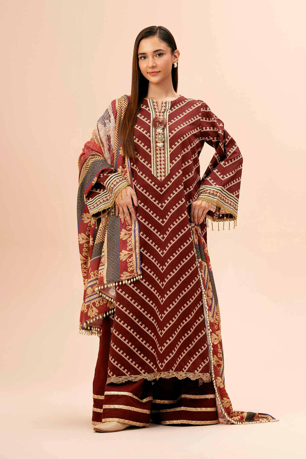 Nishat Unstitched Printed Khaddar 3pc
