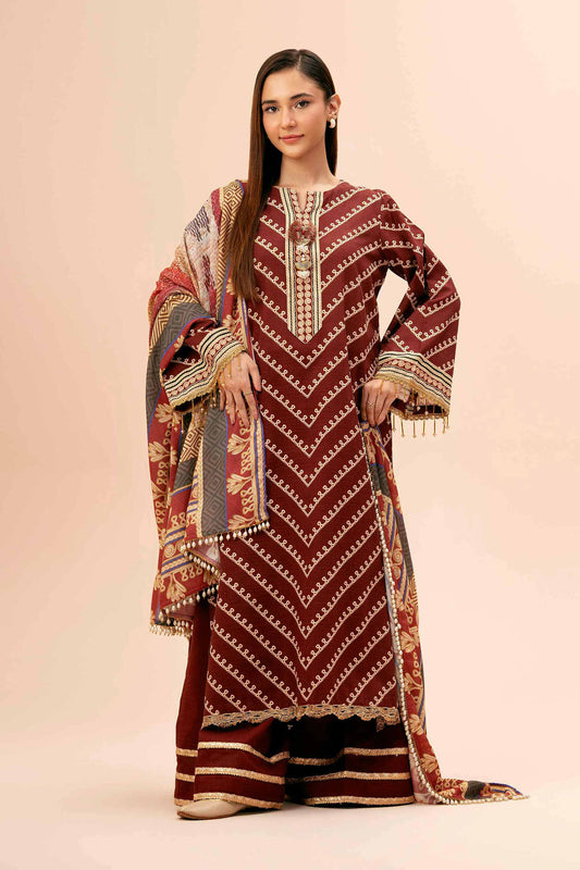 Nishat Unstitched Printed Khaddar 3pc