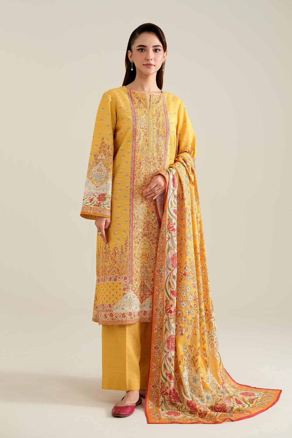 Nishat Unstitched Printed Cotton Slub 3pc
