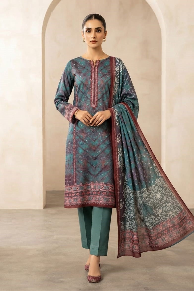 Sapphire Unstitched Printed Khaddar 3pc