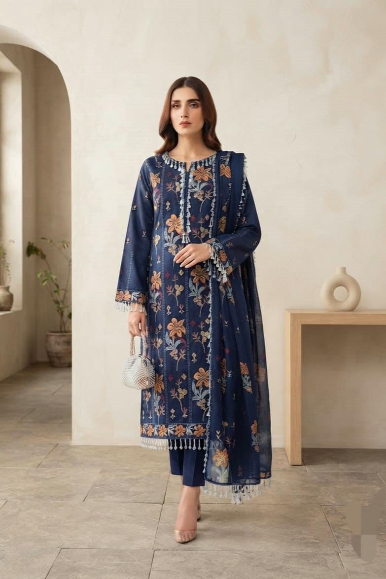 Noor jahan Tehzeeb Unstitched Embroidered Karandi 3pc