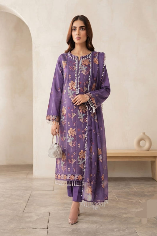 Noor jahan Tehzeeb Unstitched Embroidered Karandi 3pc