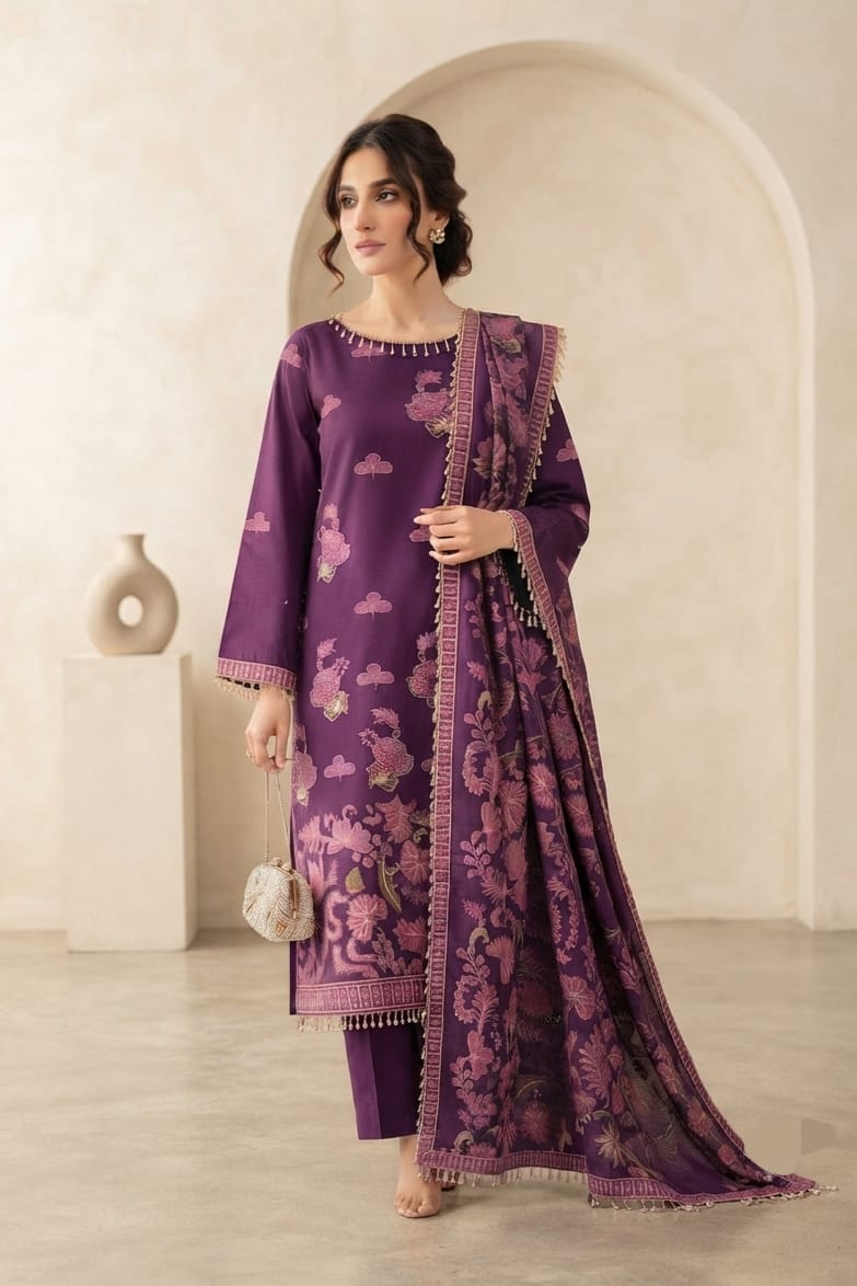 Noor jahan Rawayat Unstitched Embroidered Wool 3pc