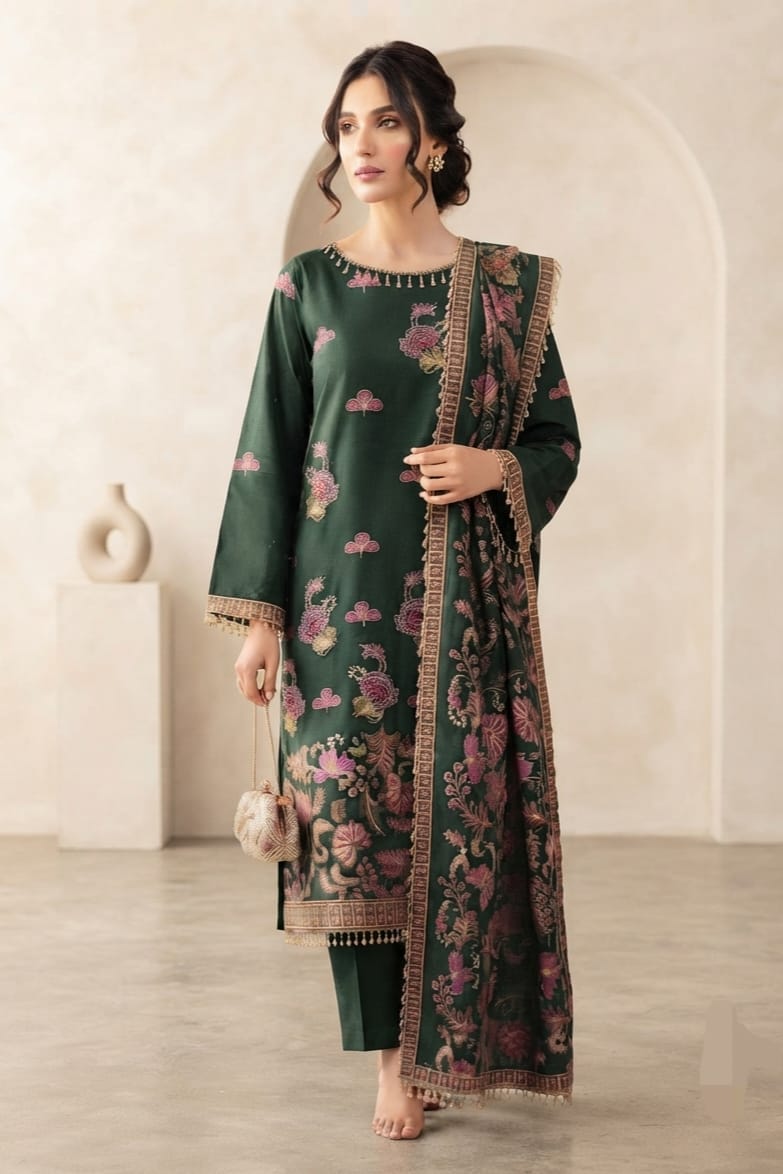 Noor jahan Rawayat Unstitched Embroidered Wool 3pc