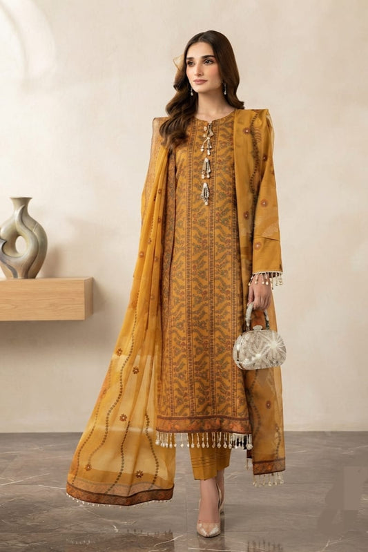 Noor jahan Emerald Unstitched Embroidered Karandi 3pc