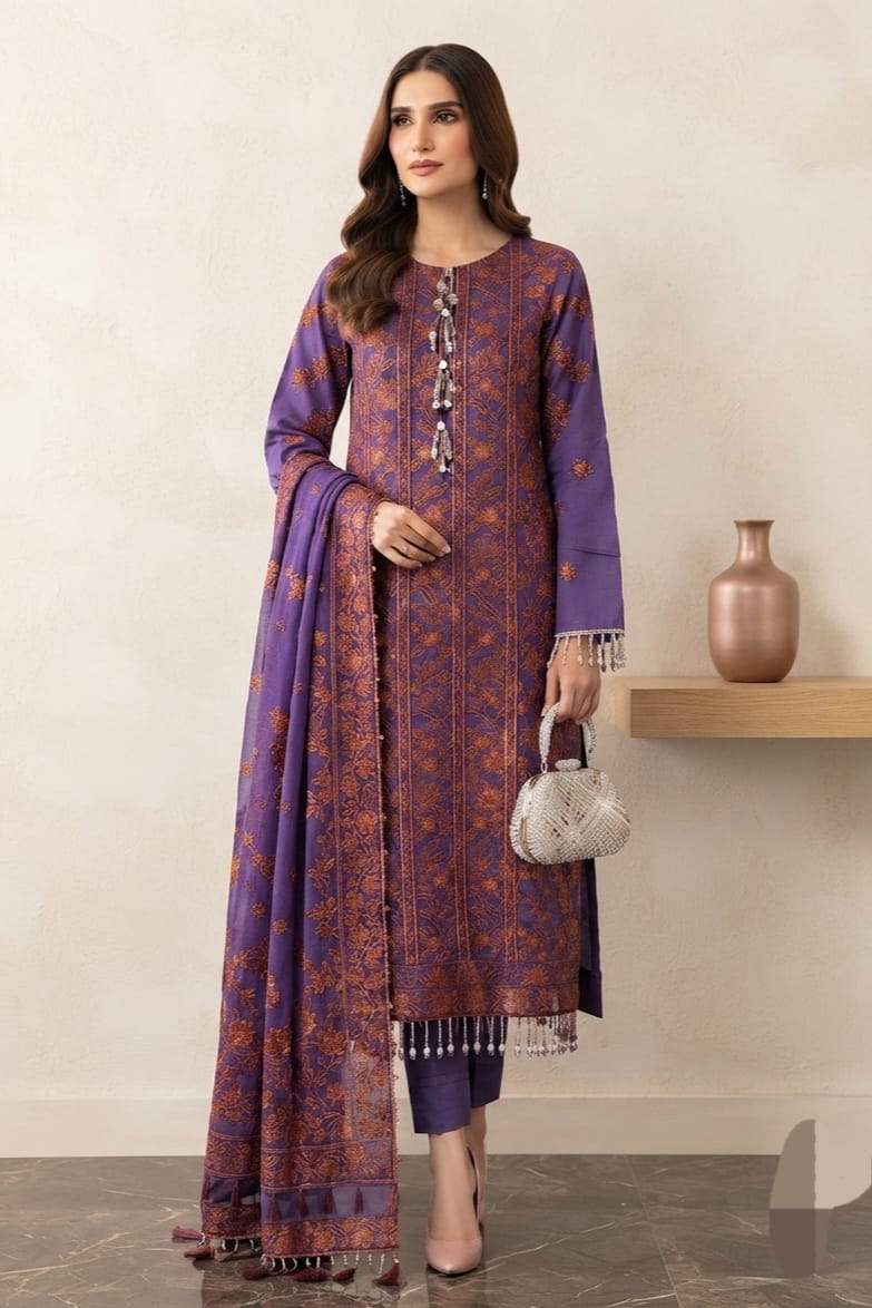 Noor jahan Emerald Unstitched Embroidered Karandi 3pc