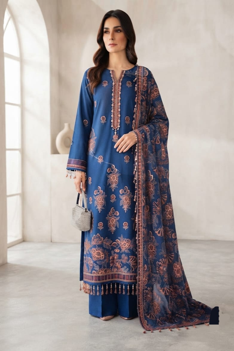 Noor jahan Muneezay Unstitched Embroidered Wool 3pc