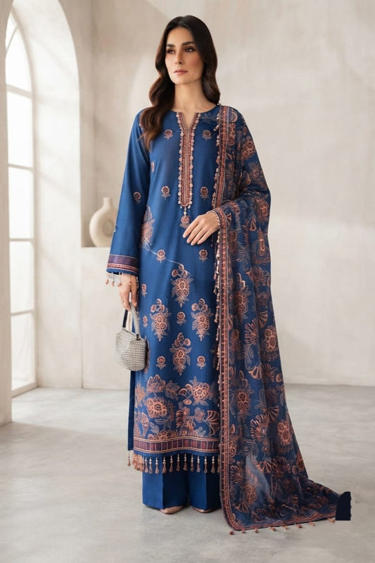 Noor jahan Muneezay Unstitched Embroidered Wool 3pc