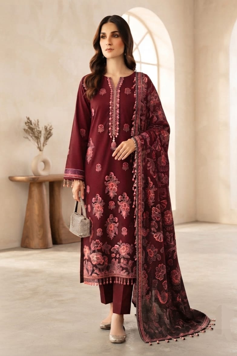 Noor jahan Muneezay Unstitched Embroidered Wool 3pc