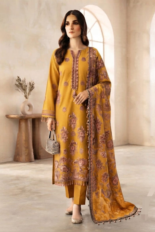Noor jahan Muneezay Unstitched Embroidered Wool 3pc
