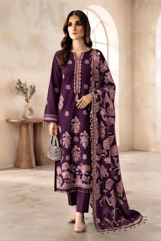 Noor jahan Muneezay Unstitched Embroidered Wool 3pc