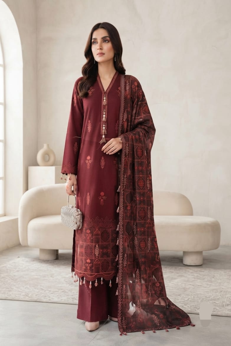 Noor jahan Dewan E Khas Unstitched Embroidered Wool 3pc