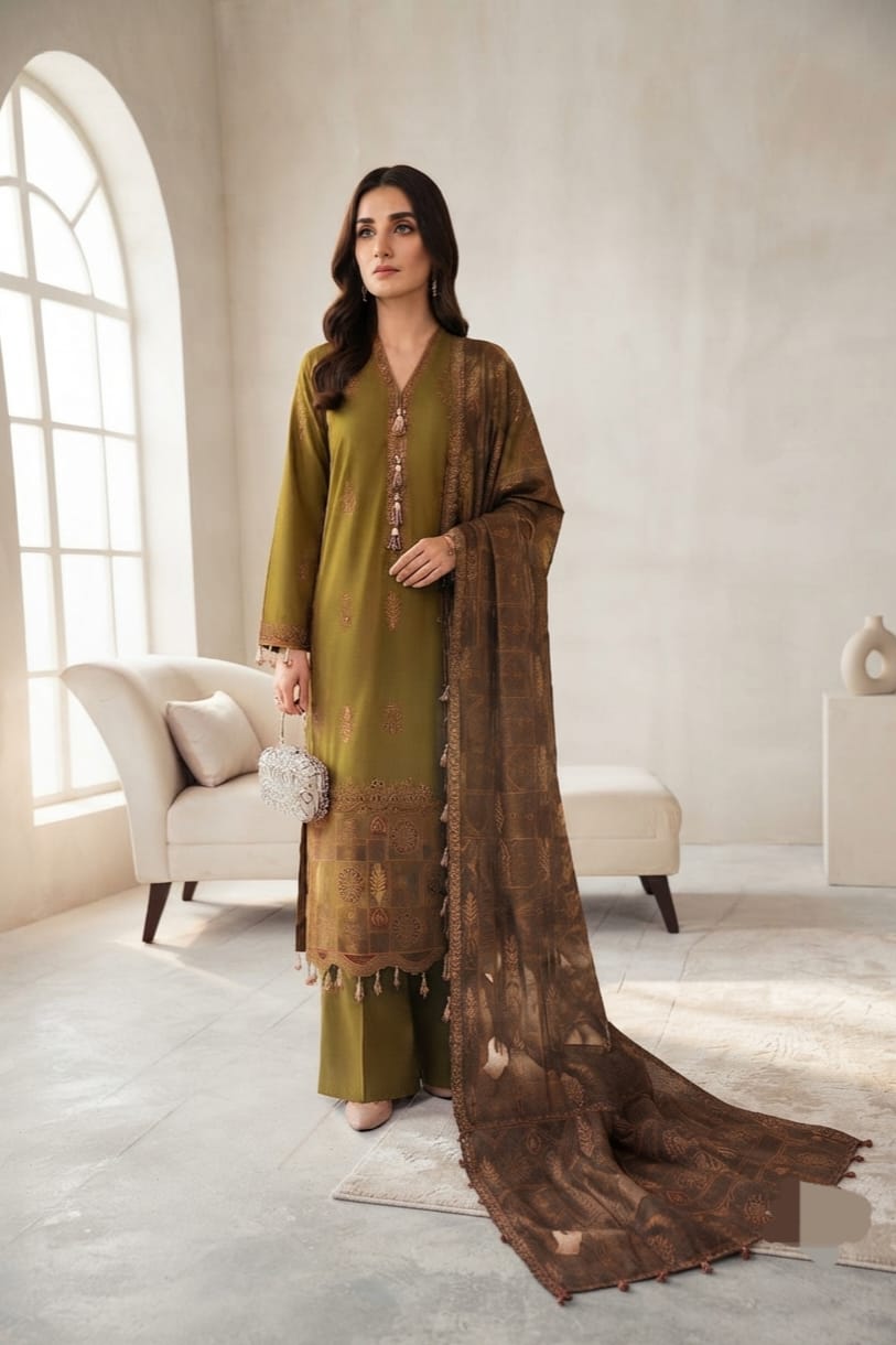 Noor jahan Dewan E Khas Unstitched Embroidered Wool 3pc