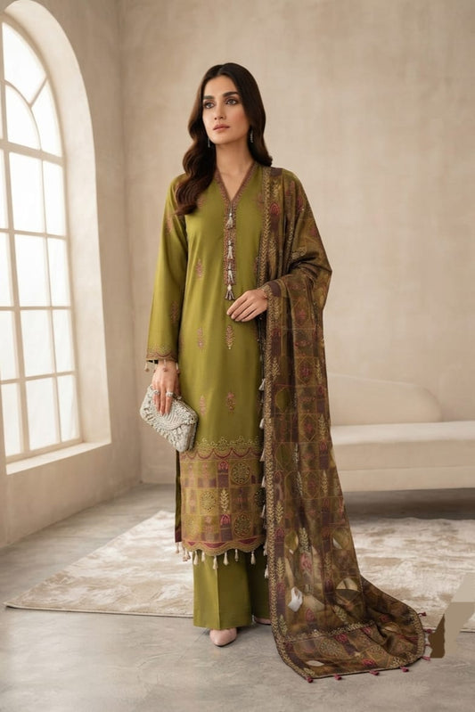 Noor jahan Dewan E Khas Unstitched Embroidered Wool 3pc