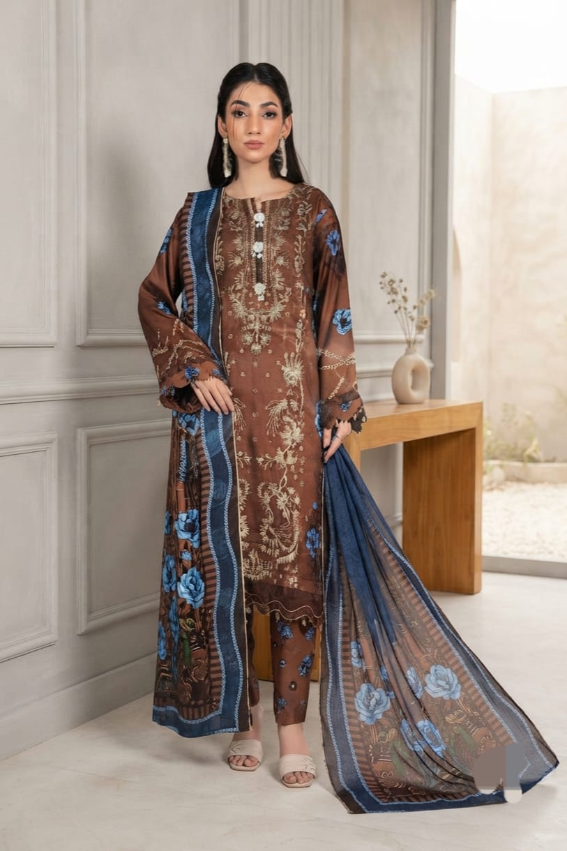 Johra Haseem Unstitched Embroidered Printed 3pc