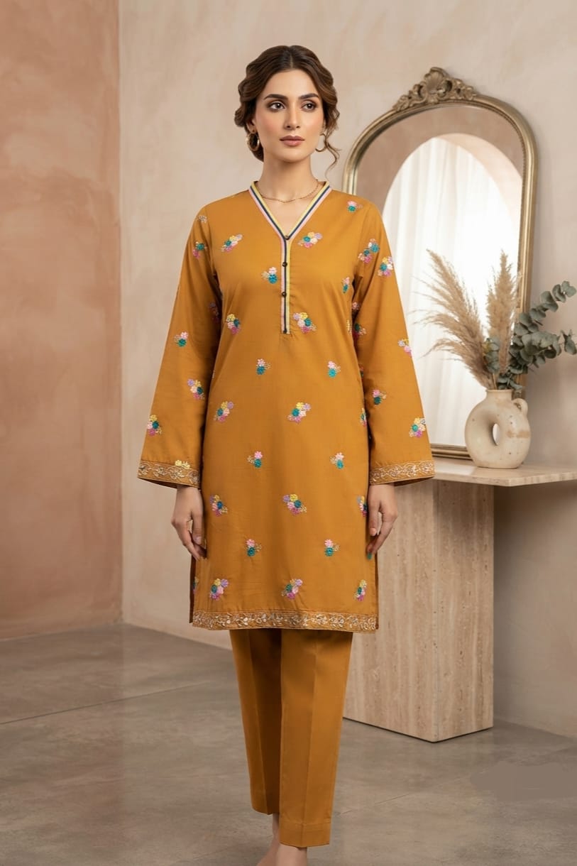La Reine Stitched Embroidered Lawn Shirt