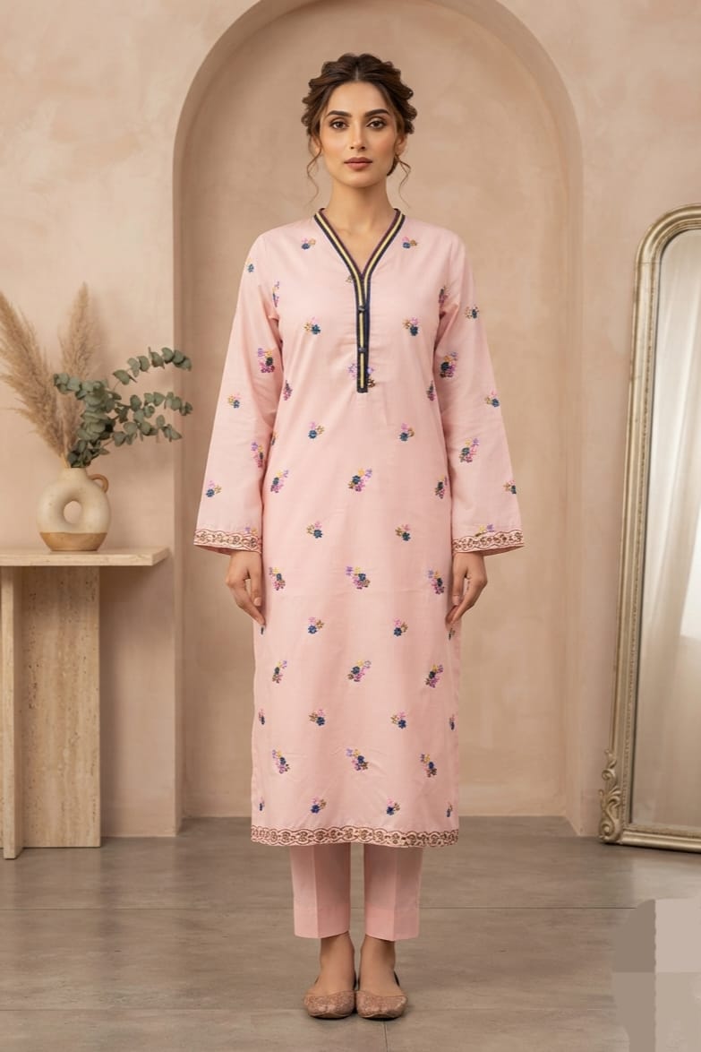 La Reine Stitched Embroidered Lawn Shirt