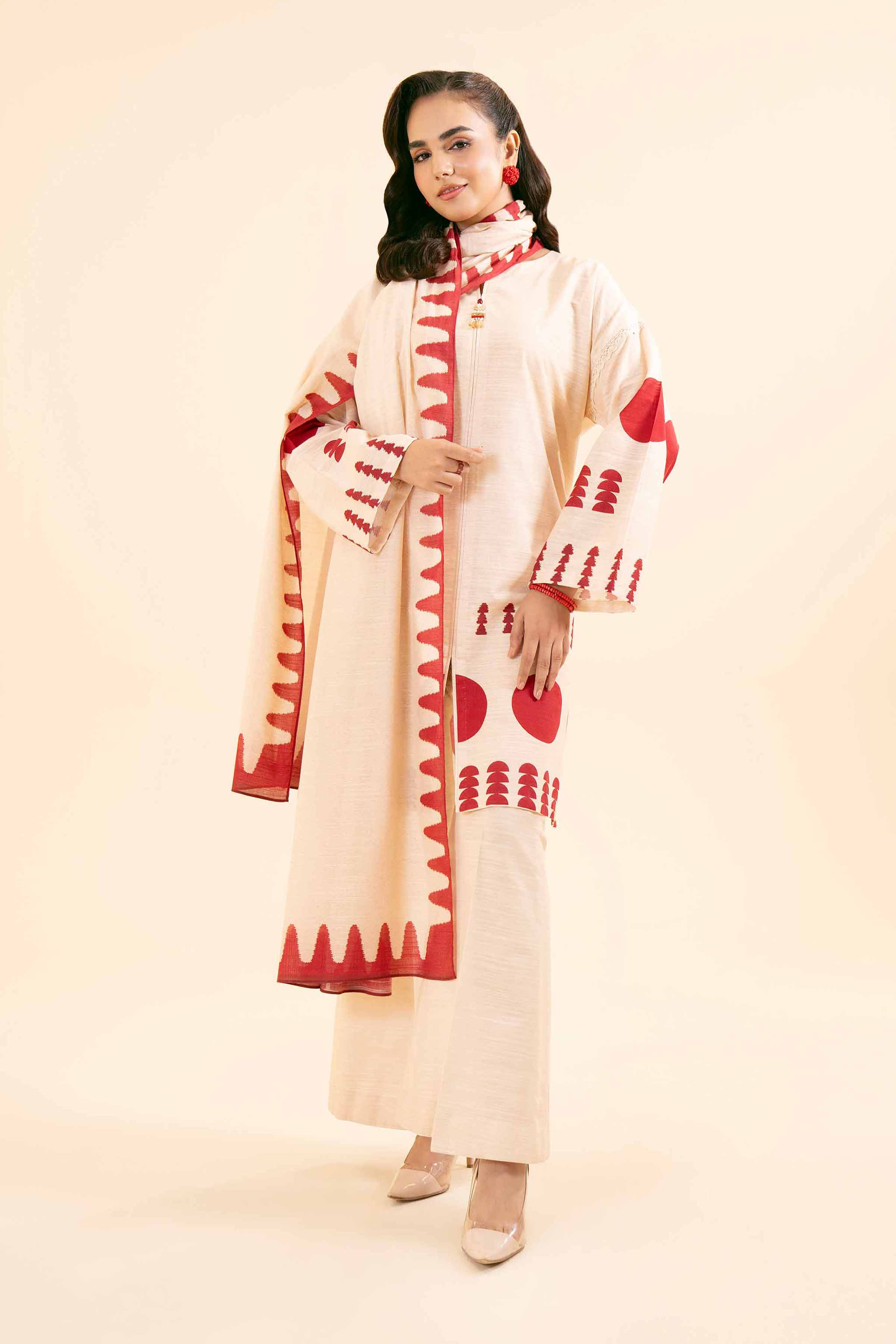 Nishat Unstitched Printed Cotton Slub 3pc