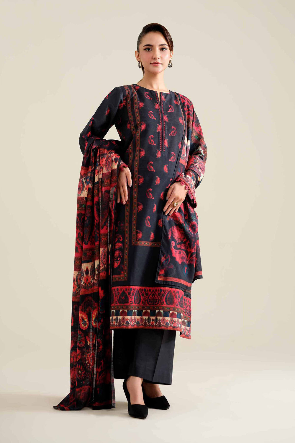 Nishat Unstitched Printed Cotton Slub 3pc