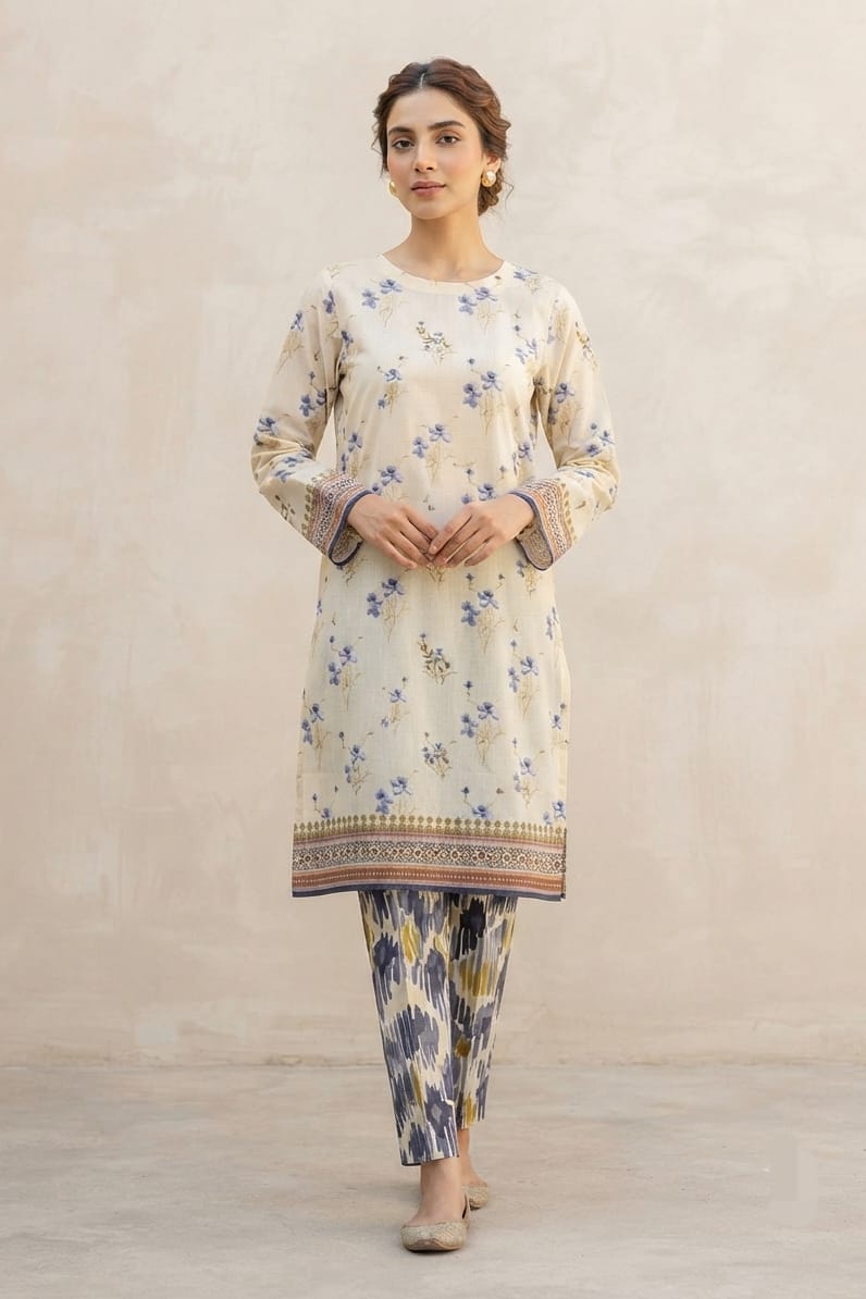 Premium Designer Unstitched Printed Linen ST 2pc