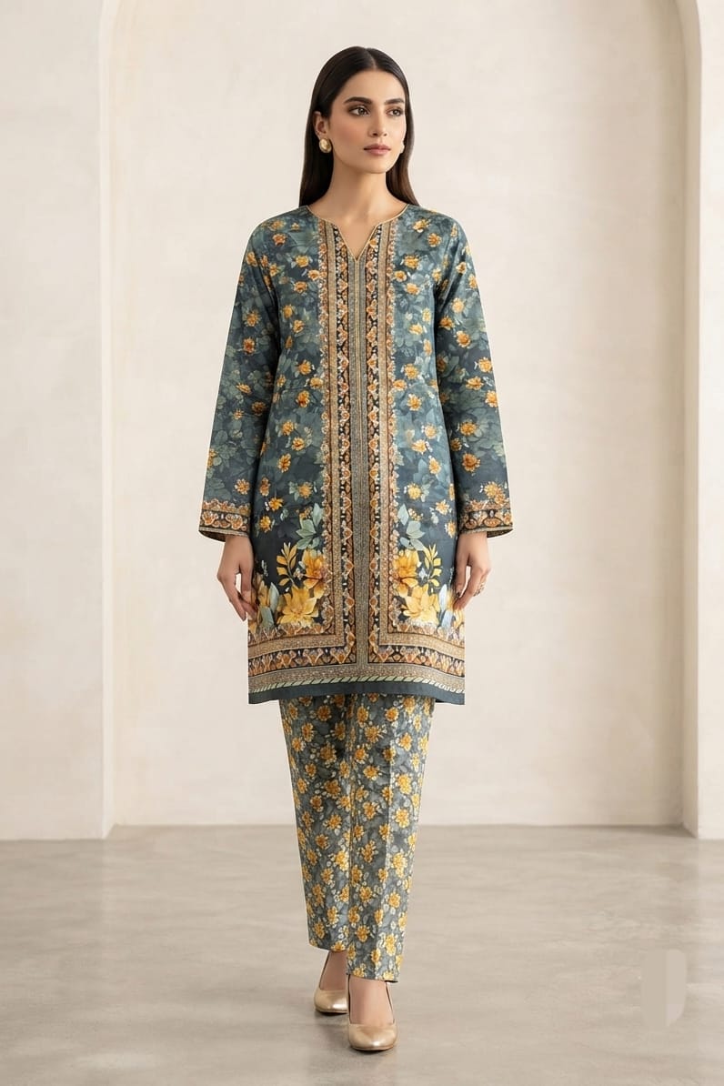 Premium Designer Unstitched Printed Linen ST 2pc