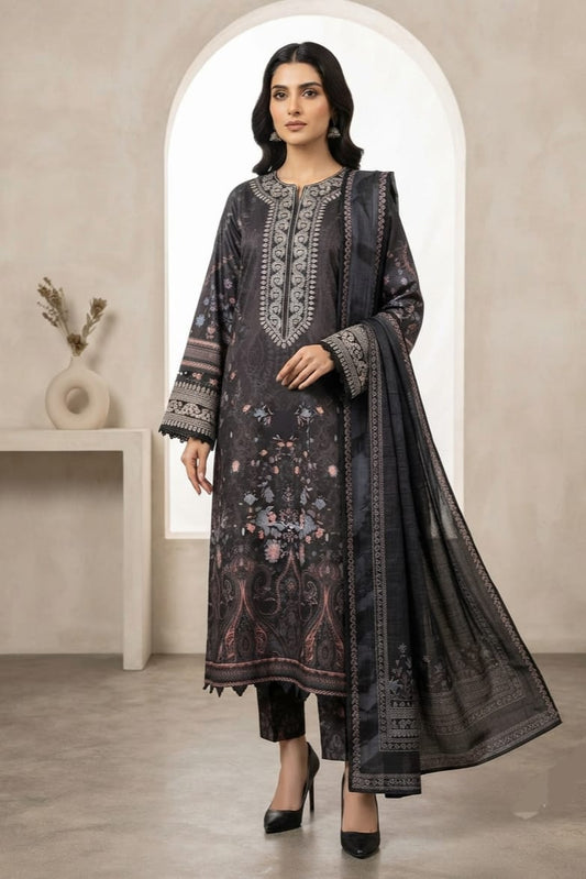 Johra Shirsa Unstitched Embroidered Printed 3pc