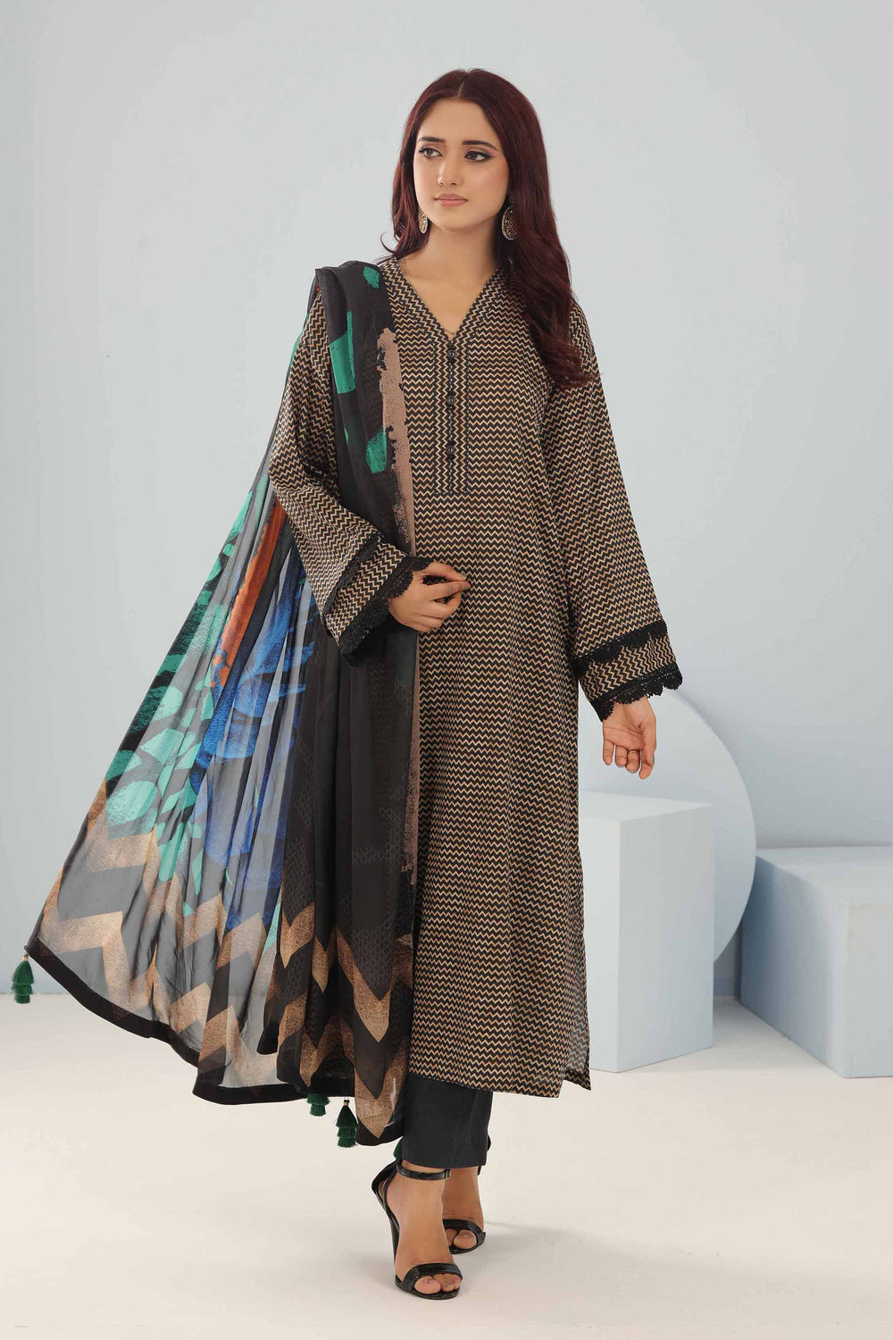 Nishat Unstitched Printed Dobby Cotton 3pc