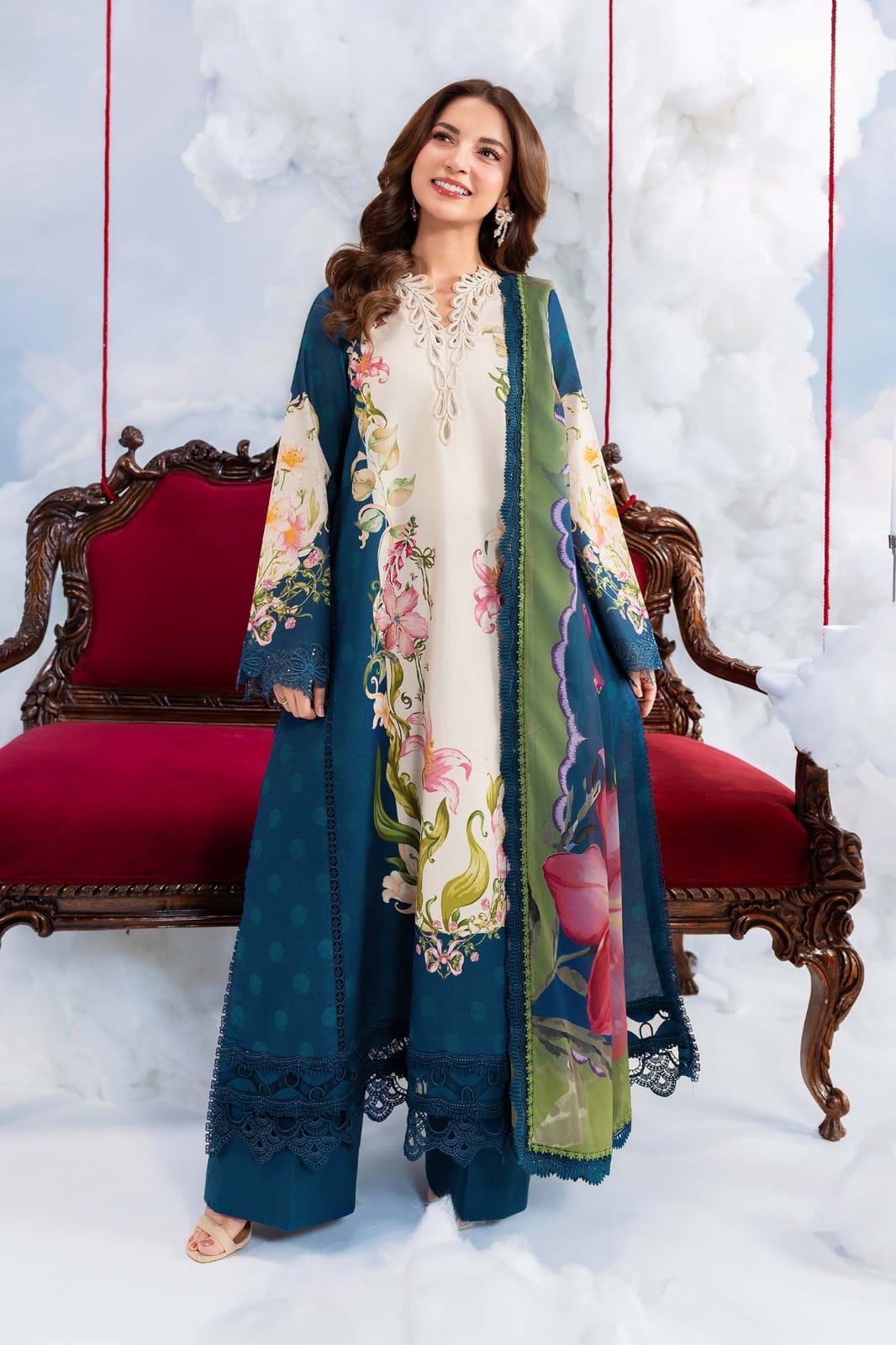 Maria B Unstitched Printed Linen 3pc
